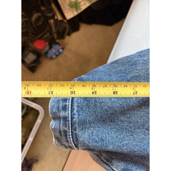 Vintage Canyon Guide Outfitters Jean Denim Trucker Jacket Grey Hood Grunge MED - Picture 12 of 14